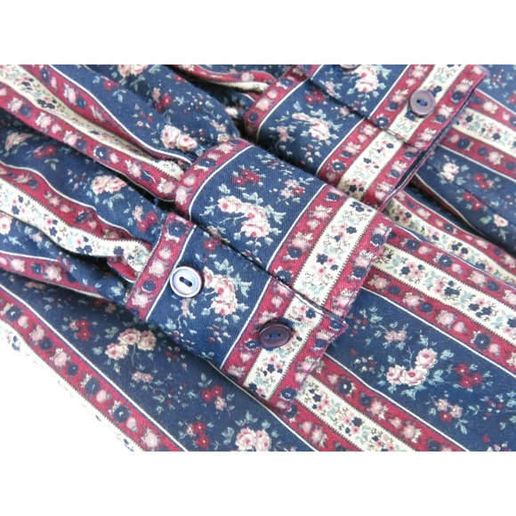 Vintage Herman Geist Floral Cotton Maxi Shirt Dress 10 Puff Sleeve Cottagecore - Picture 11 of 11